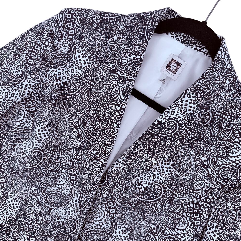 Anne Klein Black and White Paisley Print Blazer Workwear Business Office M
